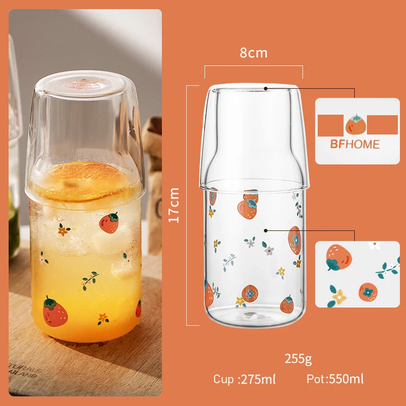 Термостойкий стеклянный стакан для молока 275 + 500 мл из двух частей | Дом и сад