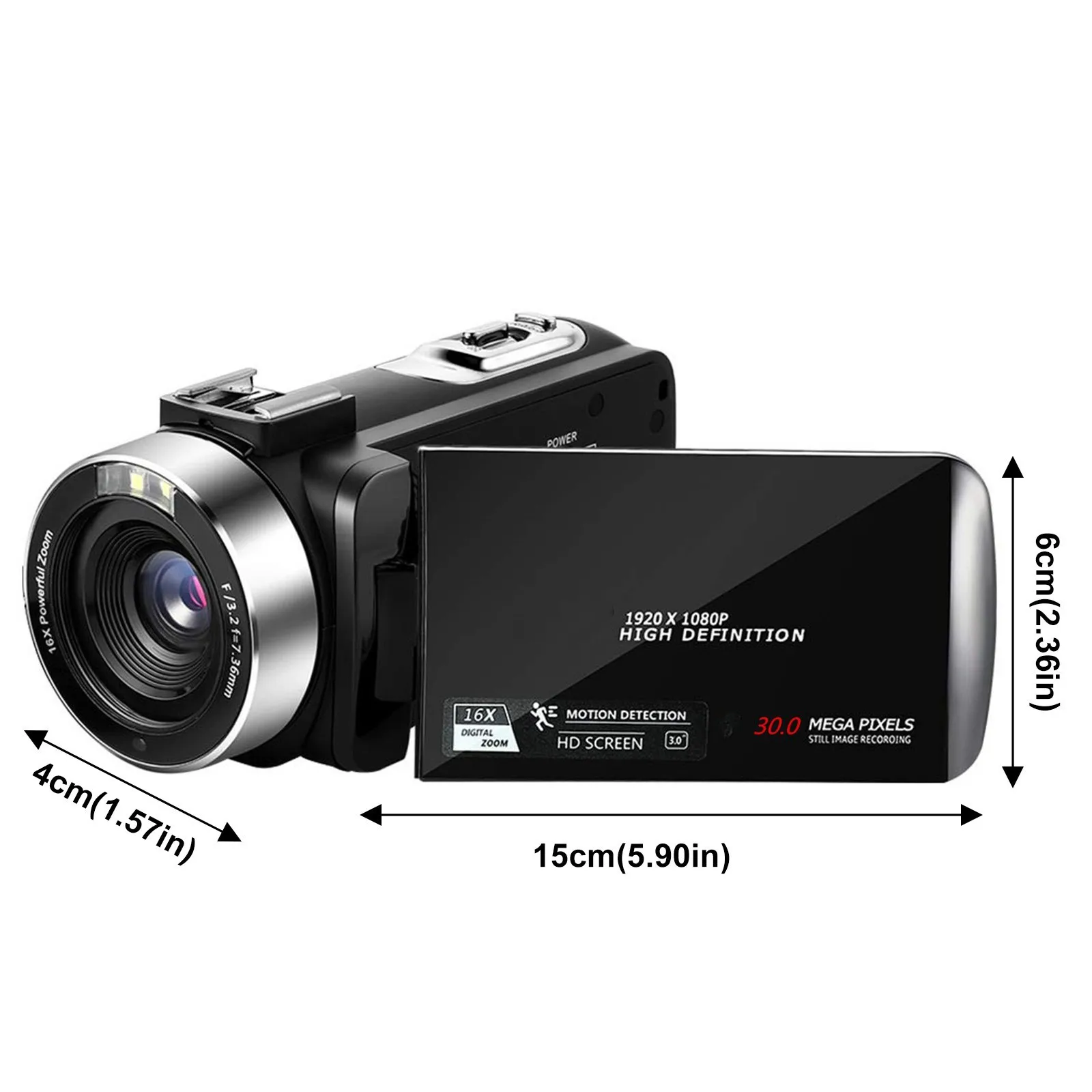 

Video Camera Camcorder Digital YouTube Vlogging Camera Recorder Full HD 1080P 3.0 Inch Rotatable LCD 24MP 16X Zoom Night Version