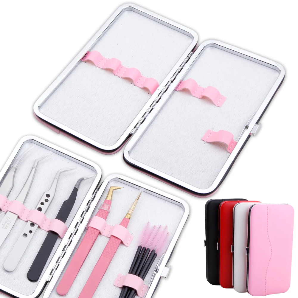 

Eyelash Tweezers Case Storage Box Organizer PU Leather Professional Individual Makeup Tool Scissor Brush Lash Extension Supplies