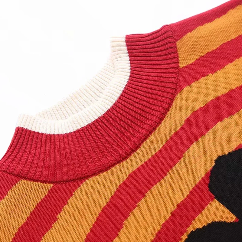 Уличный Забавный мультяшный теплый свитер для женщин с мультяшной вышивкой