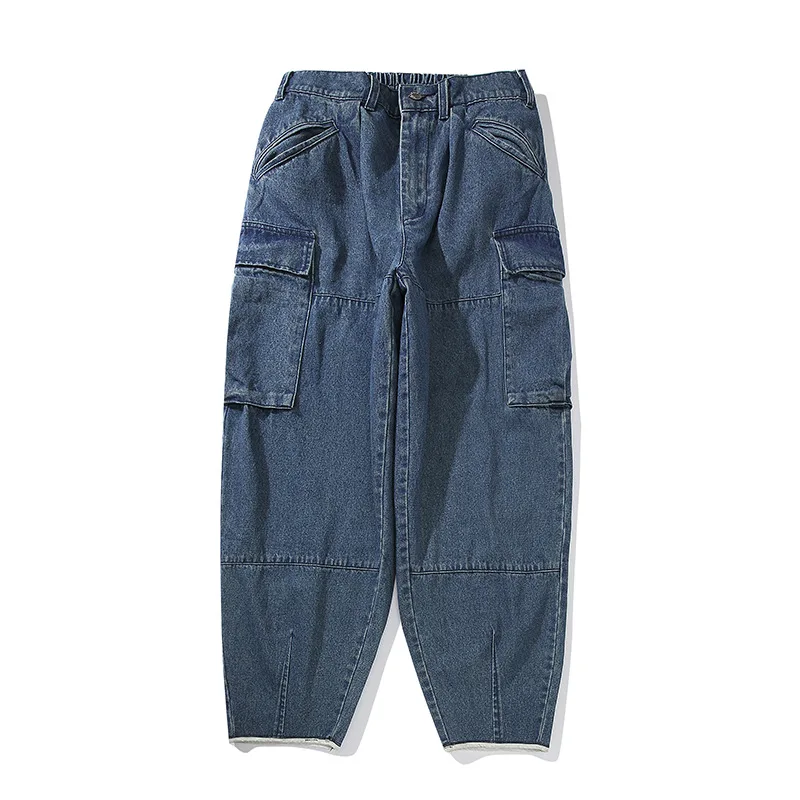 

Japanese Style Retro Stereo Pocket Distressed Jeans For Men And Women American Style Hip-hop Street Casual Harem Pants