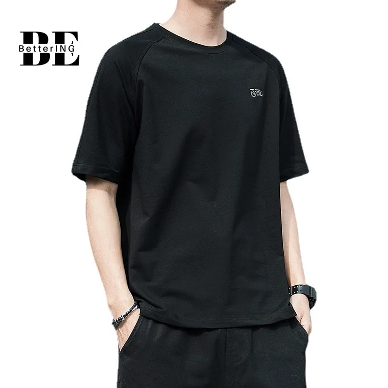 

2021 New Summer Men's Leisure Sports Fitness Short-sleeve T-shirt Trend Men's Clothing Loose Youth T-shirt Top Bottom Shirt