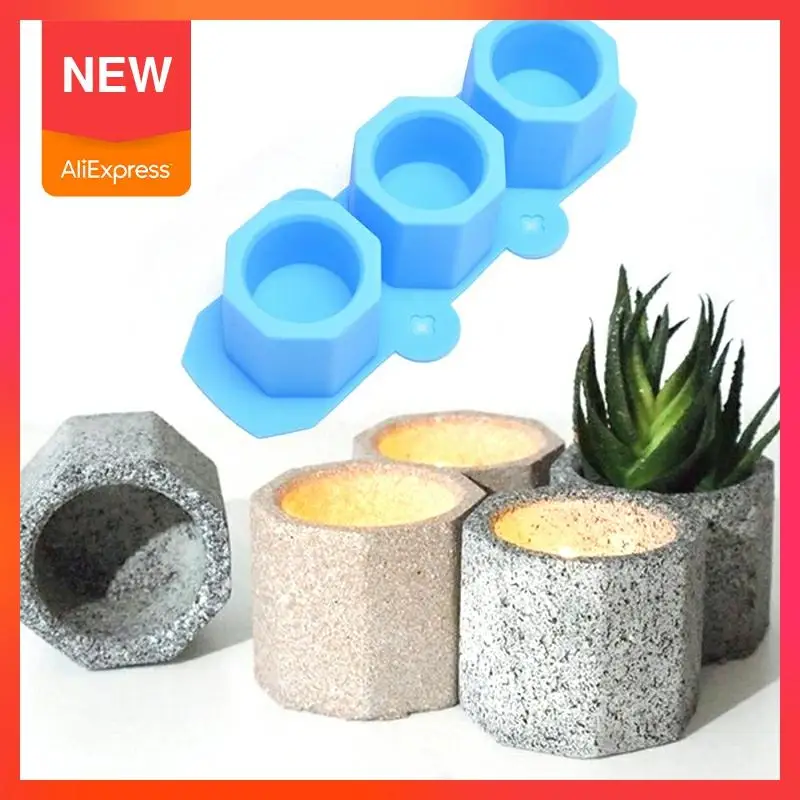 

3 Holes Round Geometric Polygonal Concrete Flower Pot Vase Mold Cement Molds Silicone DIY Aromatherapy Candle Decoration