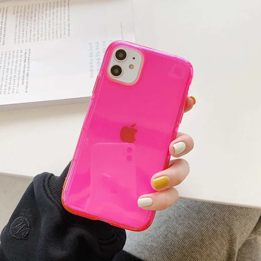 Хит продаж неоновый флуоресцентный силиконовый чехол для телефона iPhone 11 Pro Max X XR XS