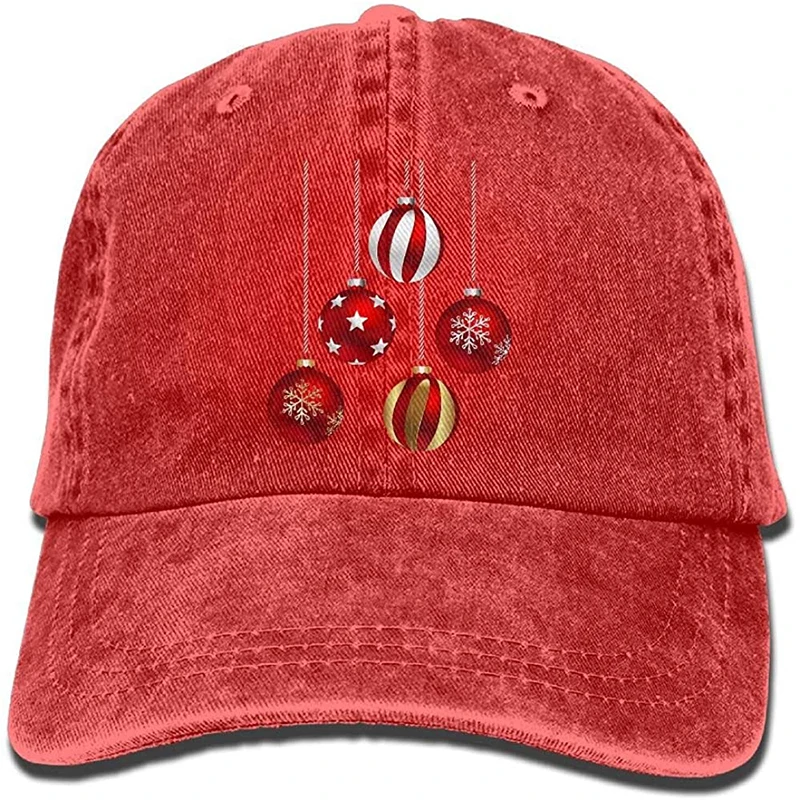 

Christmas Balls Colorful Image DIY Pattern Summer Fashion Cotton Baseball Cap Adjustable Trucker Hats for Outdoor Sport