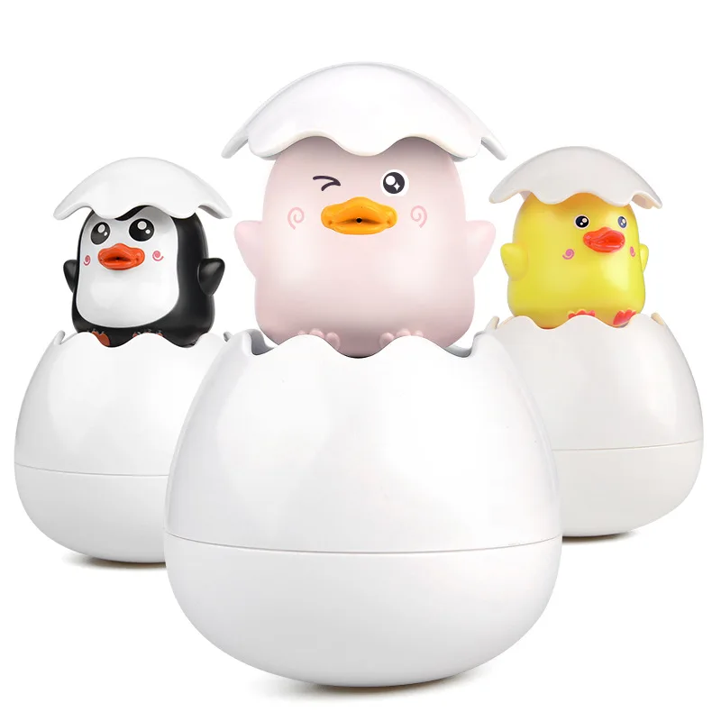 

New Baby Bathroom Bath Toy Floating Water Spray Dinosaur Egg Cartoon Penguin Duck Children Playing Water Dinosaur Toy for Kids