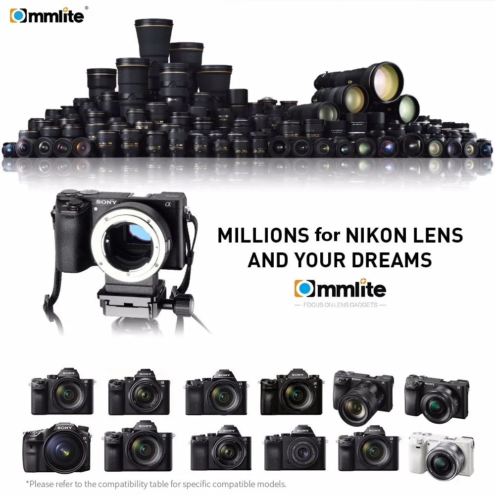 Commlite CM ENF E1 Pro адаптер для крепления объектива с автофокусом Nikon F объектив Sony E Mount A9