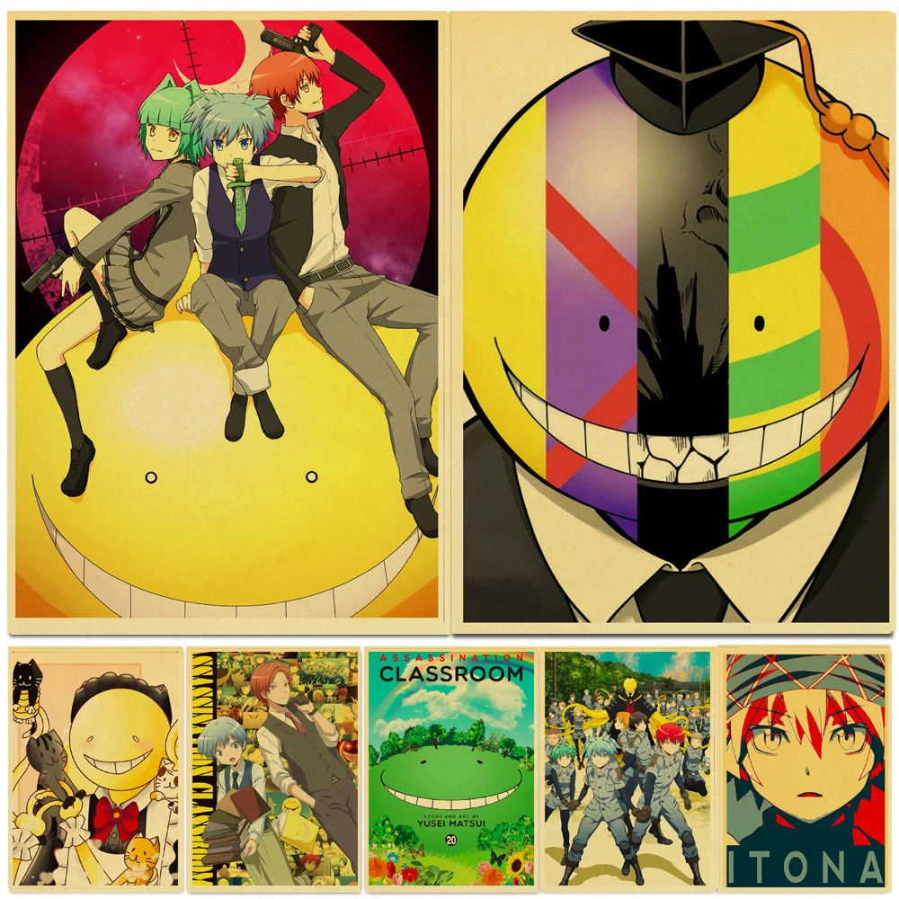 

Assassination Classroom Retro Posters Japanese Anime Wall Stickers Kraft Paper Prints Clear Image Home Decoration