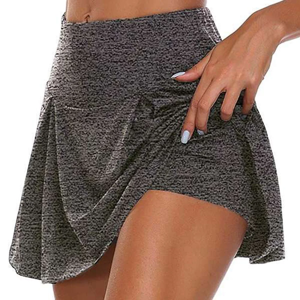

2021 Women Sports Tennis Dance Fitness Quick Drying Solid Female Tennis Running Skort Skirt Active Athletic Yoga Fitness Skirts