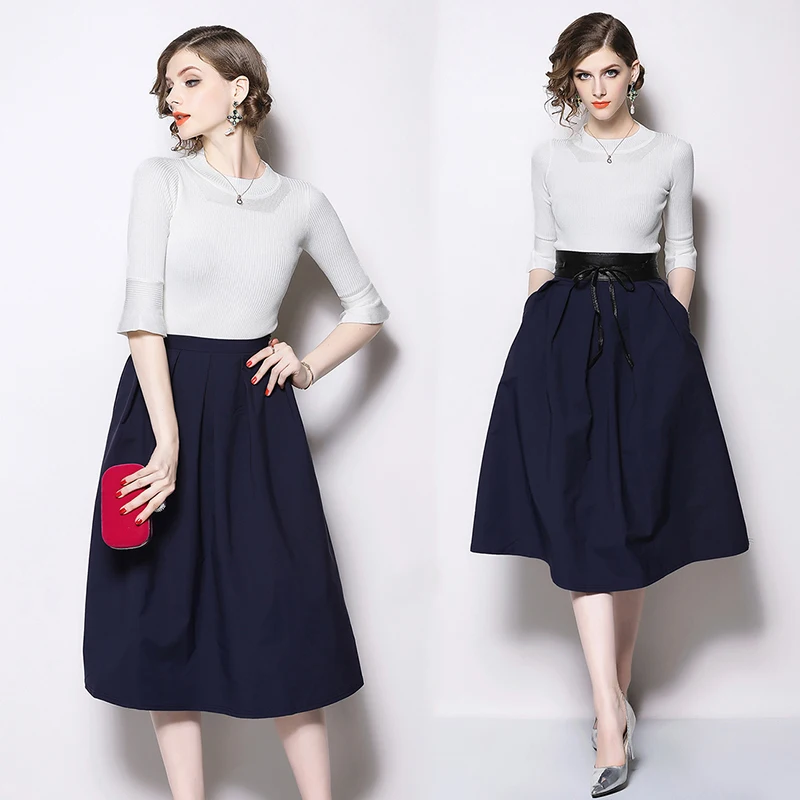 Trytree/2019 Осенний женский костюм из двух предметов повседневный стиль расклешенный