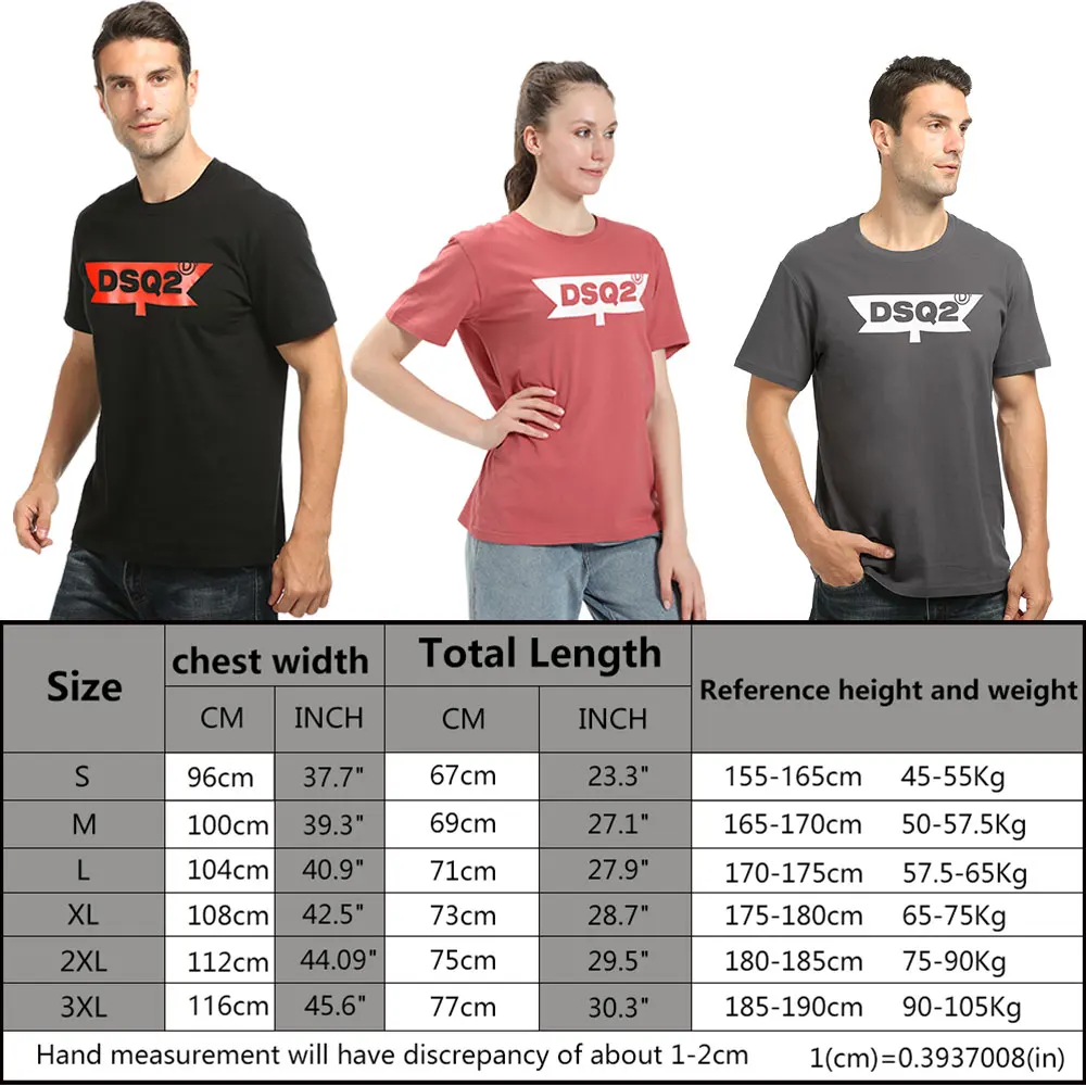 Летняя Стильная черная футболка dsq2 для мужчин и женщин из 100% хлопка с буквами