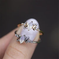 design white fire opal ring for women crystals engagement rings female anel jewelry