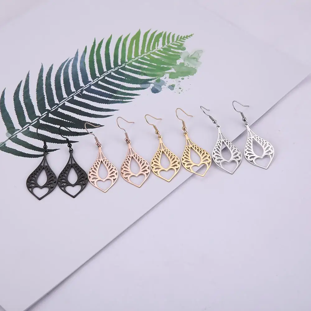 Серьги-подвески из нержавеющей стали в форме сердца | Украшения и аксессуары