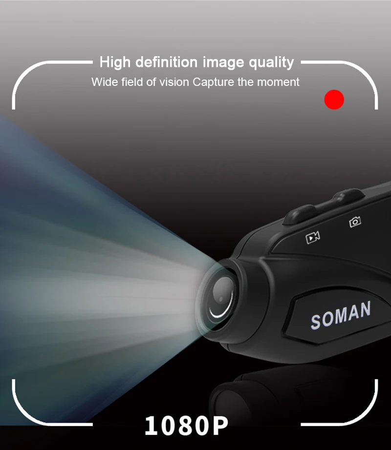 SOMAN Bluetooth мотоциклетная гарнитура HD камера Vedio рекордер Six Rider Интерком шлем Cascos
