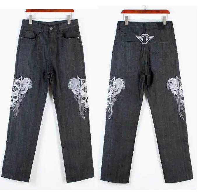 Multiple Styles Jeans Men Street Dance Jeans Hip Hop Embroidery Loose Board Jeans Personality Male Skateboard Jeans 30-46
