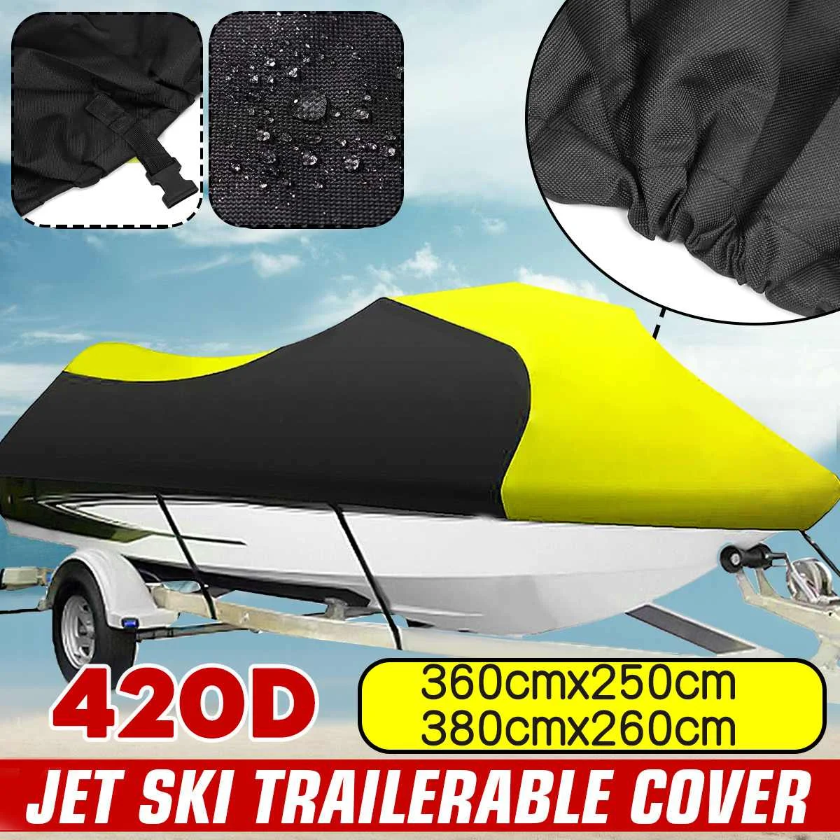 420/600D Waterproof Dustproof Jet Ski Trailerable Cover Watercraft Boat Cover For Seadoo Sea Doo Bombardier PWC GT,GTS,GTX,GTI