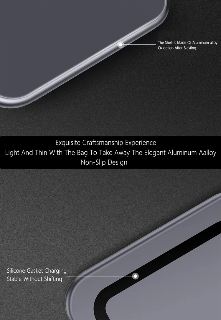 Ultra-thin Metal Square 15W Wireless Quick Charger for iPhone X Samsung Note 10 Huawei Mate 20 Pro Qi Fast Wireless Charging Pad
