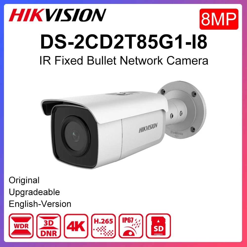 

Original Bullet ip Camera 8mp DS-2CD2T85G1-I8 4K Powered-by-DarkFighter Support PoE Hik-Connect app CCTV Camera SD