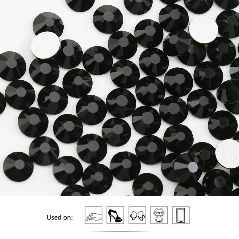 Высококачественное черное украшение для ногтей Стразы SS3 SS34 1440 шт Посеребренная