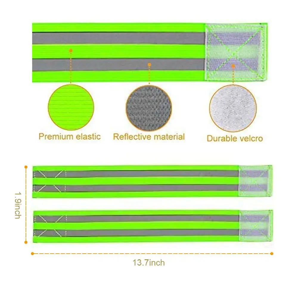 Reflective Bands Elasticated Armband Wristband Ankle Leg Straps Safety Reflector Tape for Night Jogging Walking Cycling | Спорт и