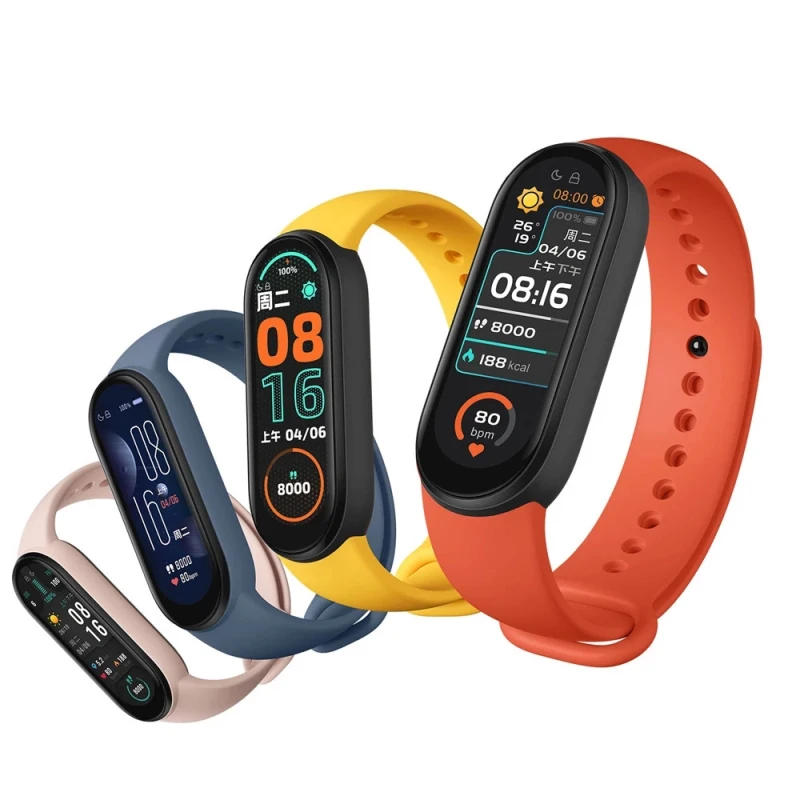 

Смарт-браслет для Xiaomi Mi Band 6, цветной AMOLED дисплей 1,1 дюйма, пульсометр, фитнес-трекер, BT 5,0, водонепроницаемый, Miband5, быстрая доставка