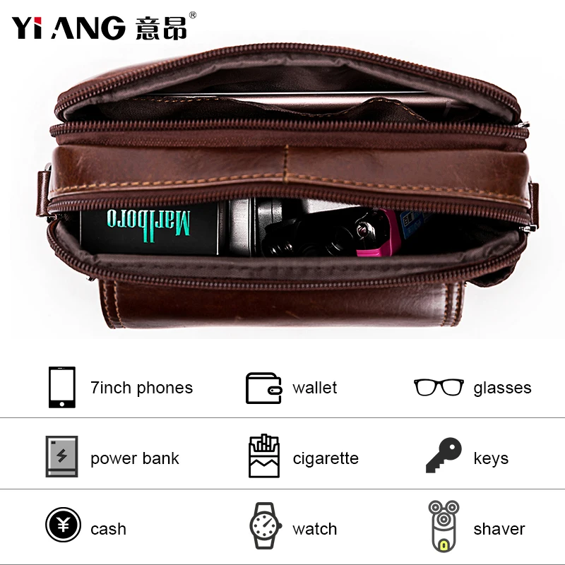 Сумка кросс-боди мужская из 100% натуральной воловьей кожи повседневный саквояж на