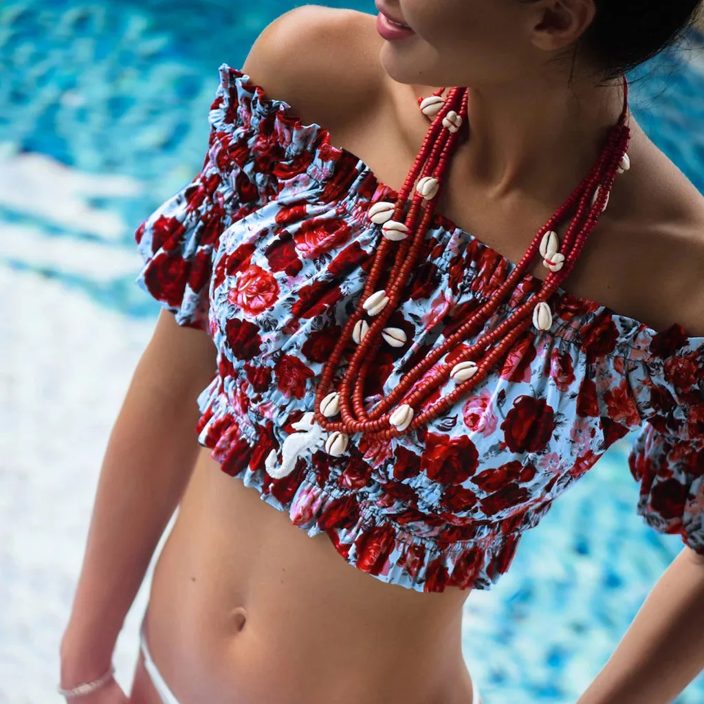 JAYCOSIN купальники для женщин плечо ретро небольшой свежий Купальник Набор пляжные