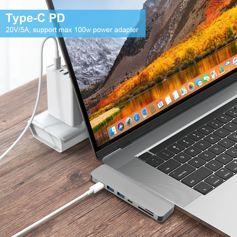 Устройство для чтения SD карт адаптер 7 в 1 с 2 USB портами 3 0 Type C нового Macbook Pro Air