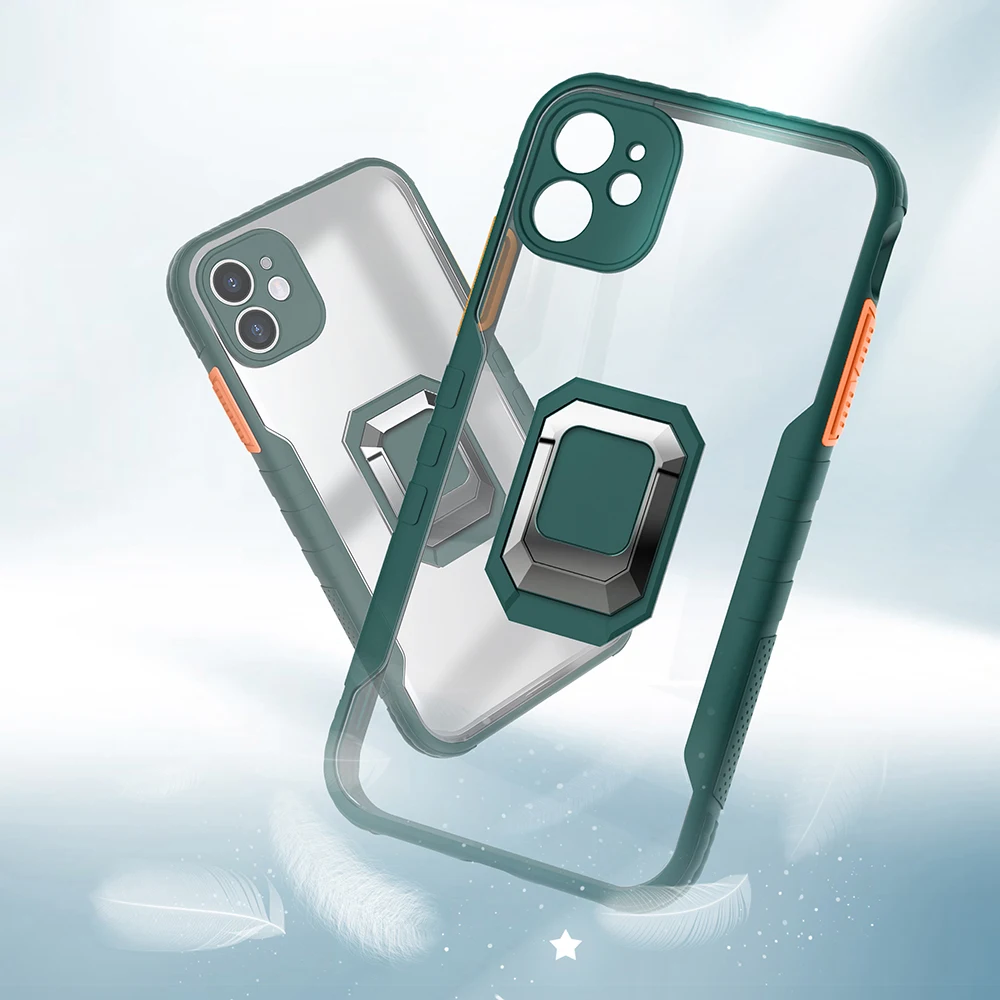 

Ring Holder Matte Transparent Car Magnetic Phone Case Cover for IPhone 12 11 Pro Max 8 7 Plus XR X XS Max Shockproof Funda Coque