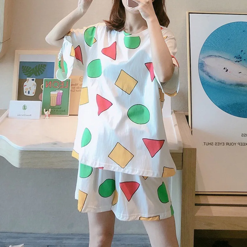 

Летние пижамы японский пижамы для сна хлопковые пижамы женские пижамы, короткий рукав, домашняя одежда, ночная рубашка в стиле аниме Вечерн...