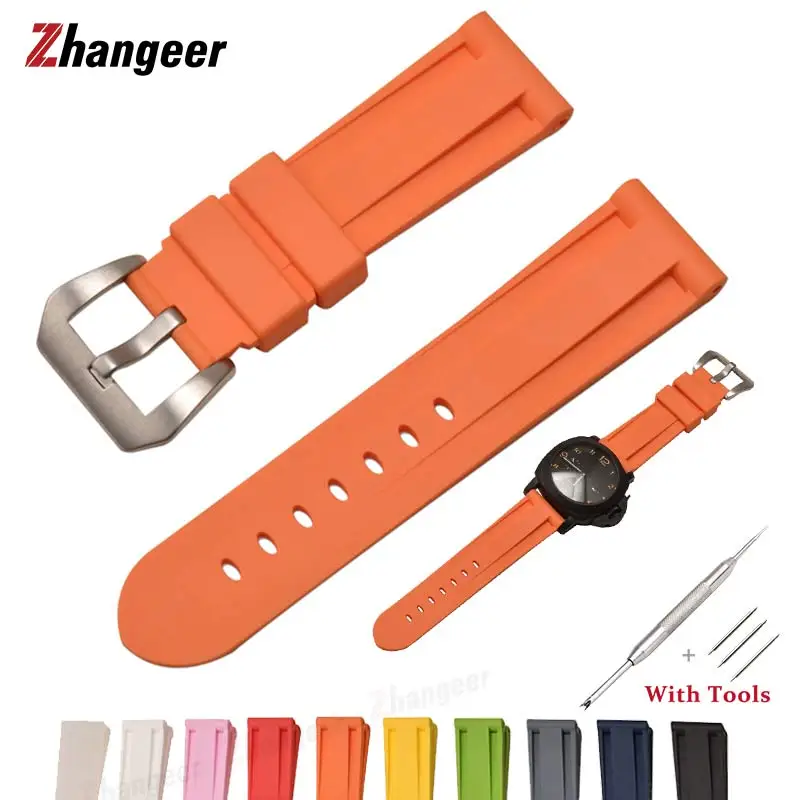 

20mm 22mm 24mm 26mm Soft Silicone Rubber Watch Band Universal Sport Strap Replacement Solid Color Waterproof Watches Accessories