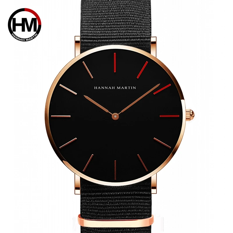 

Simple Style Quartz Watch Brand Hannah Martin Men Women's Casual Fashion Watch Nylon&PU Leather Wrist Watch Clock Relojes Mujer