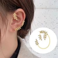2021 trend leaves cuff earrings for women teens girls korean fashion elegant hoop earrings party daily wedding fashion jewelry