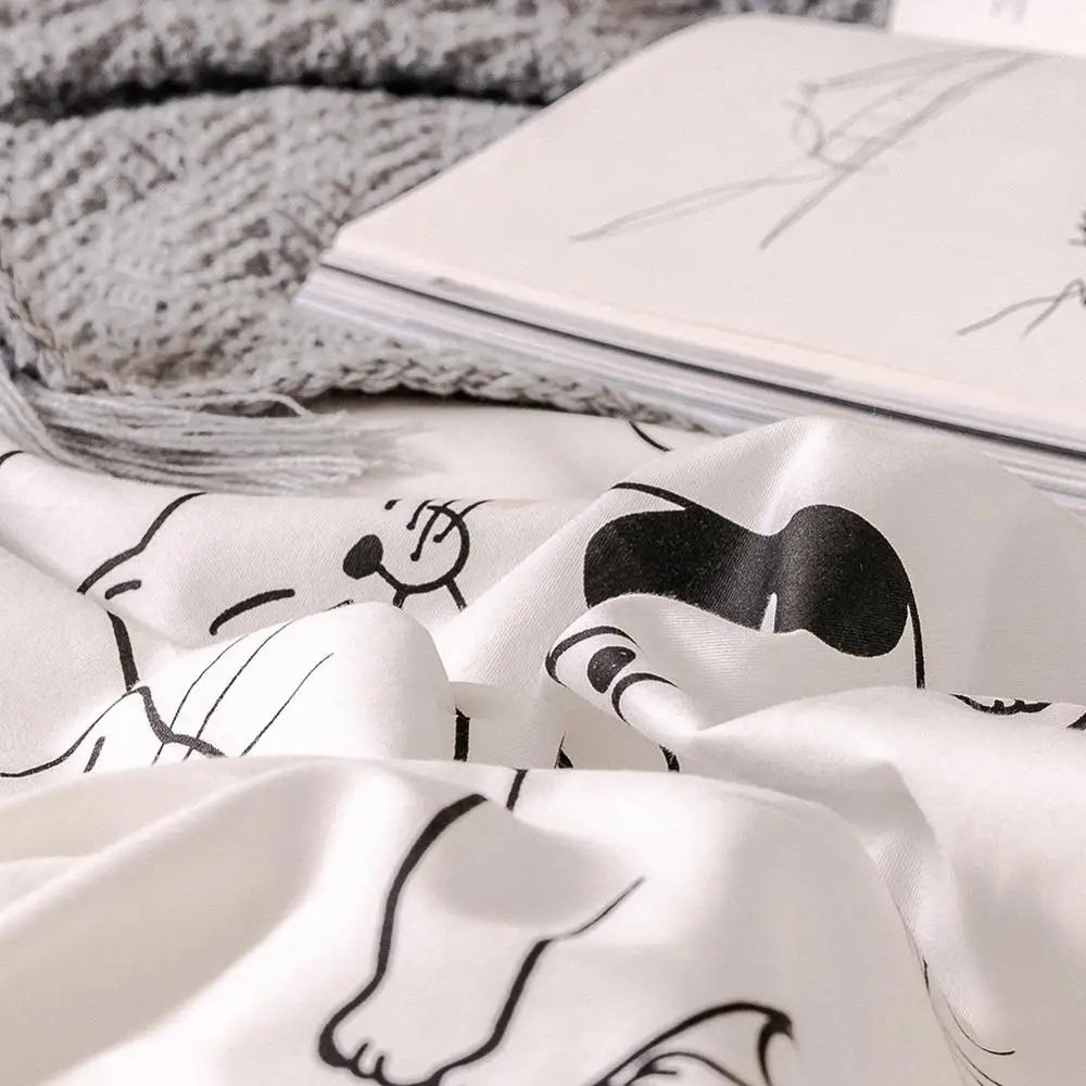 Белое и черное одеяло из 100% хлопка с принтом кота животных пододеяльник