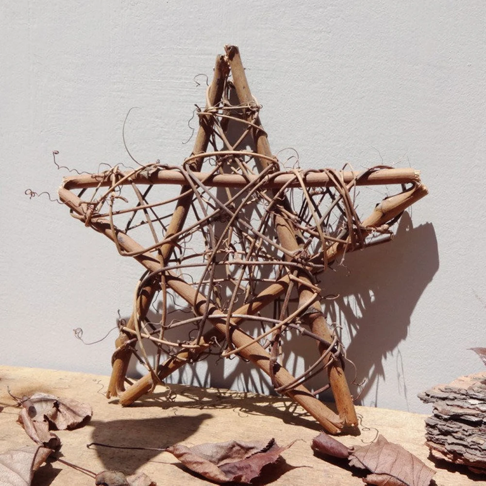 Ротанговая Звезда Венок DIY гирлянда подвесная деревенская Рождественская