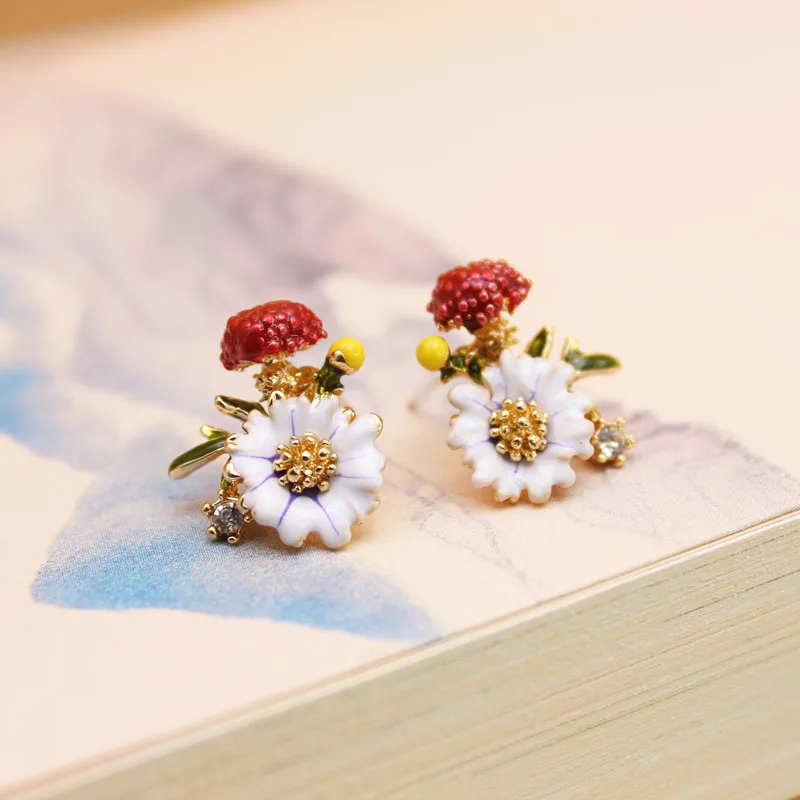 Блестящие боковые милые серьги гвоздики в виде цветка для женщин простом