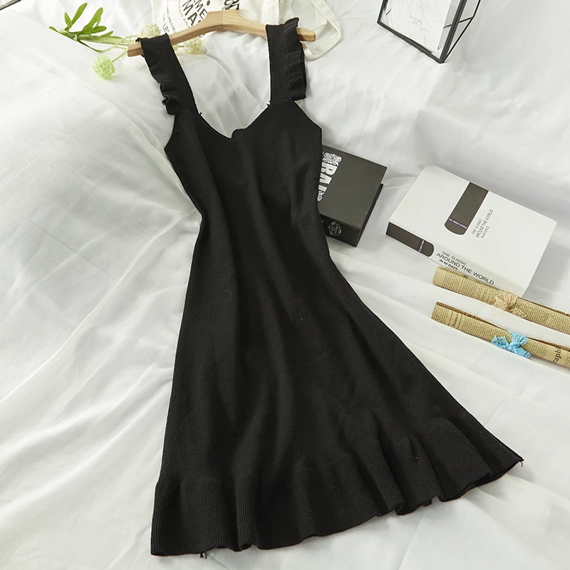 Женское облегающее однотонное платье свитер Повседневное трикотажное на