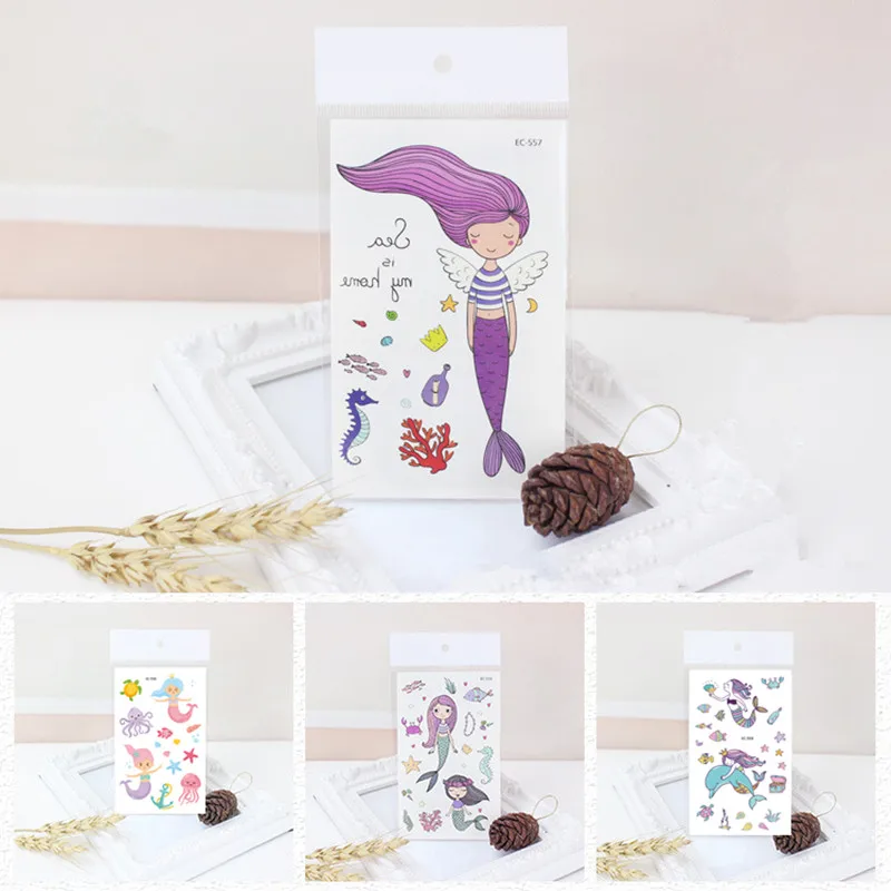 4 шт мультфильм Русалочка детская временная татуировка стикер аксессуары для