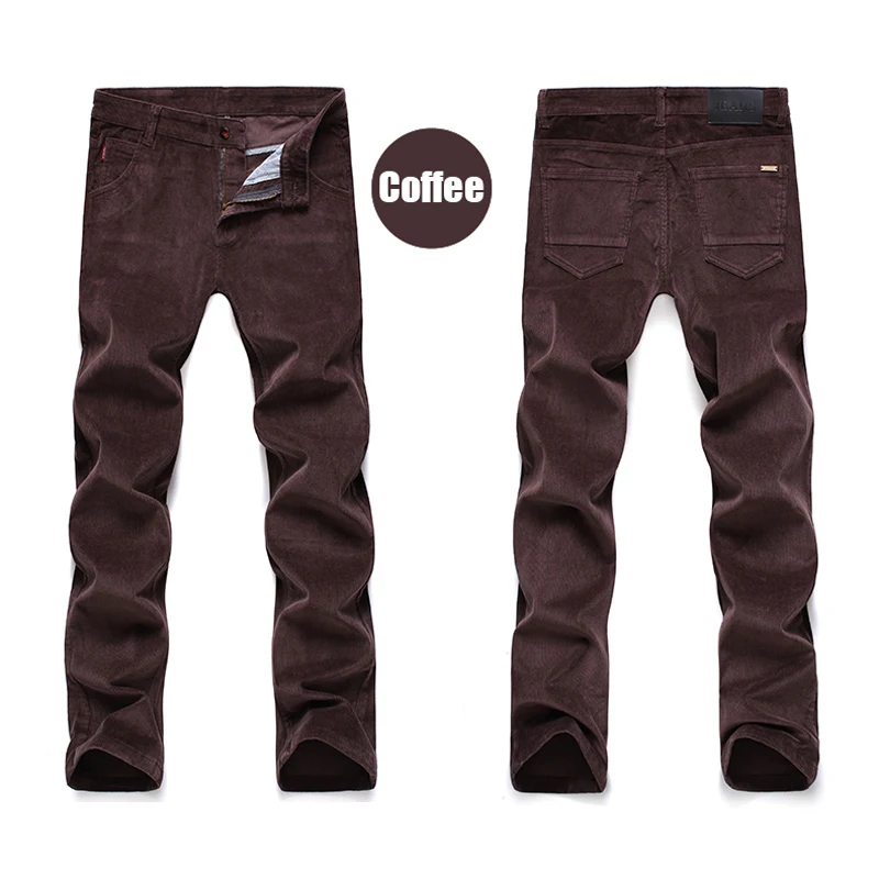 Брюки мужские из плотного вельвета модные облегающие штаны флиса повседневные