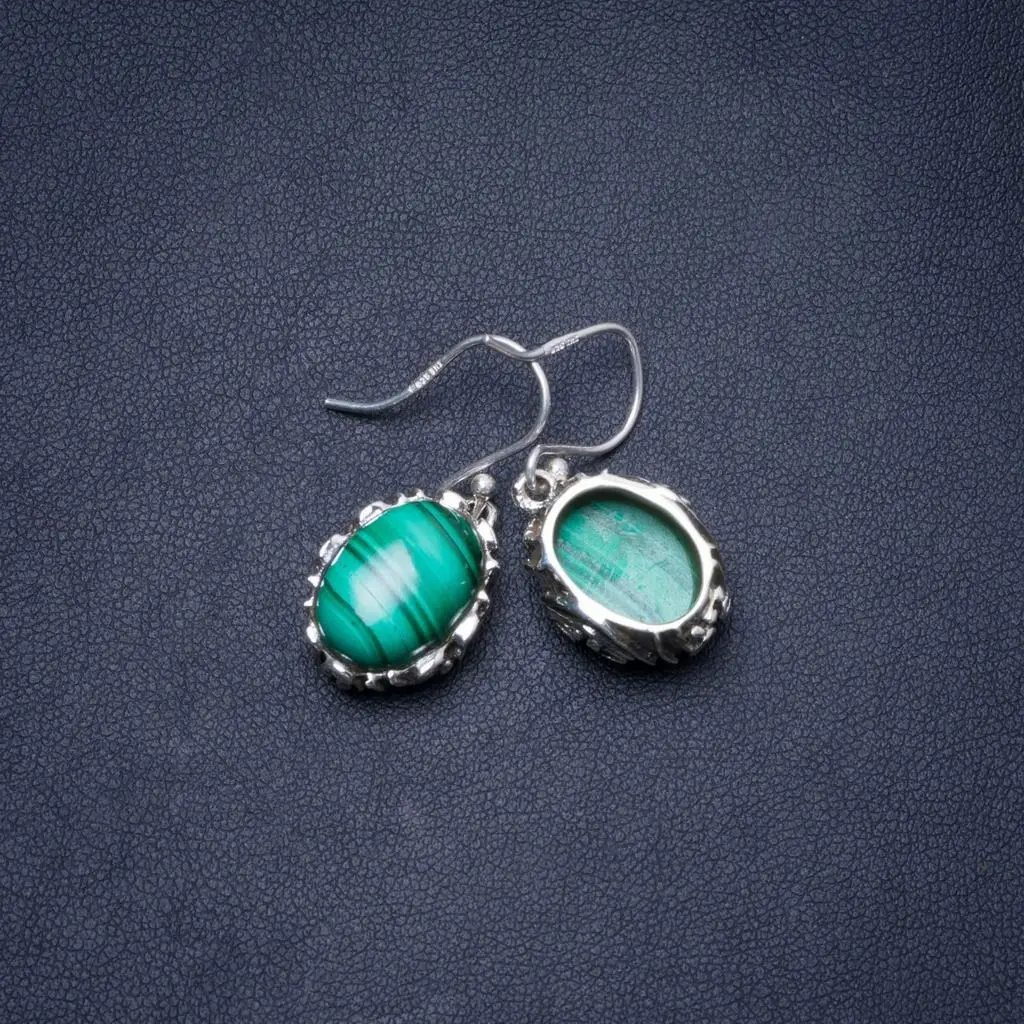 Уникальные серьги ручной работы из натурального малахита серебро 925 пробы 1 25