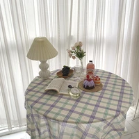 ins korean style table cover home decor tablecloth retro purple plaid background diy cloth tafelkleed nappe de table
