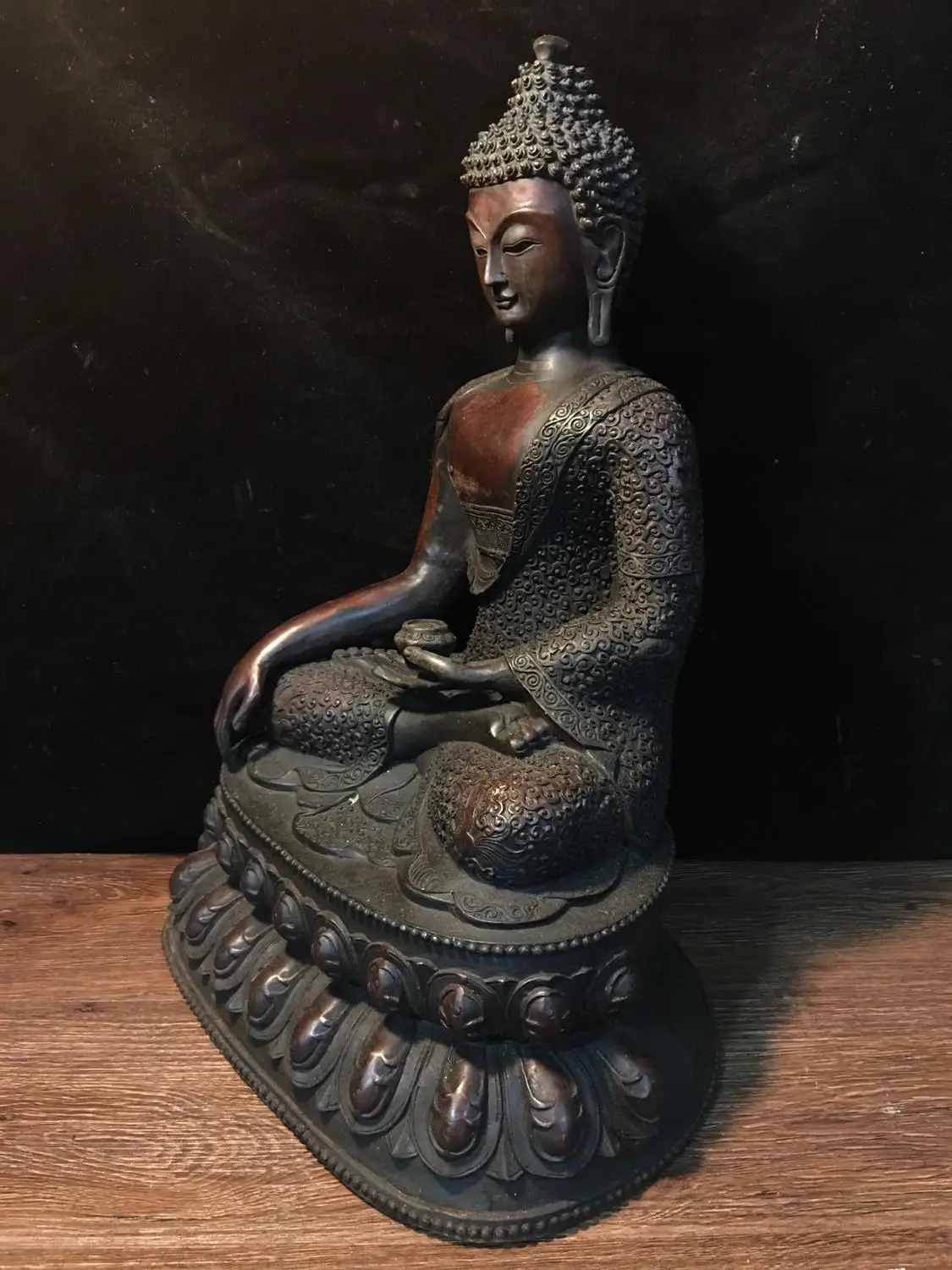 

Wedding 18" Tibet Buddhism Temple Purple Bronze Medicine Buddha Sakyamuni Buddha Statue Avalokitevara Buddha Pharmacist Buddha