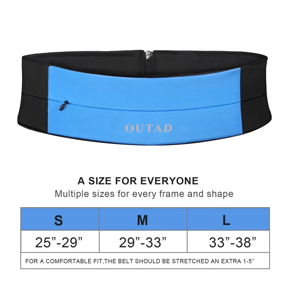 

OUTAD Soft Machine-washable Quick-drying High-tech Spandex Yoga Belt Waist Pack With Invisible Zipper For Running Gym Exercise