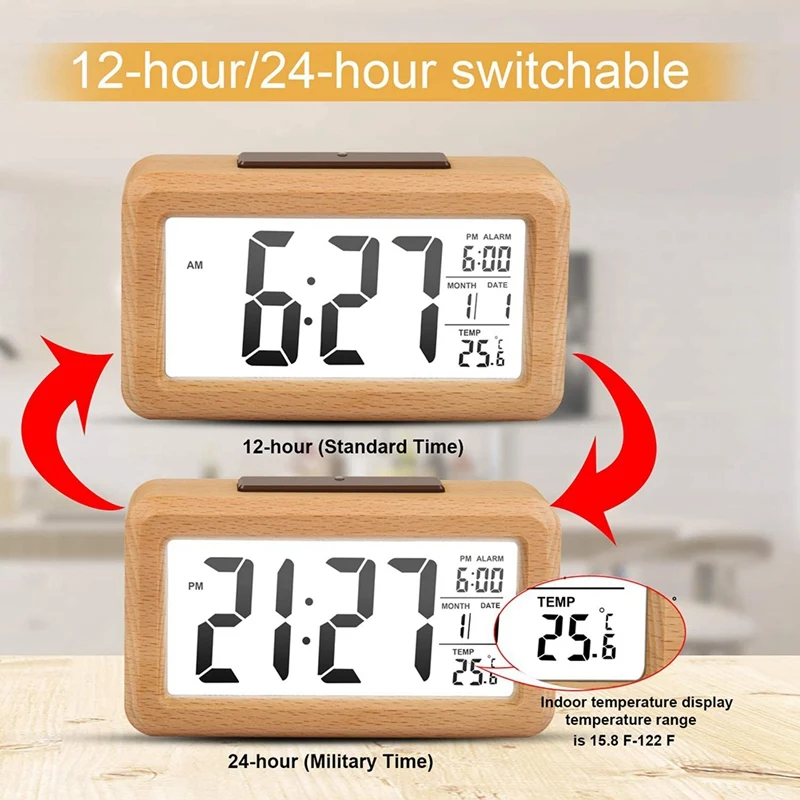 Светодиодный цифровой будильник со звуковым сигналом смарт Сенсор Ночной