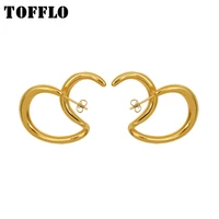 tofflo stainless steel jewelry popular line twisted earrings female fashion exaggerated earrings bsf438