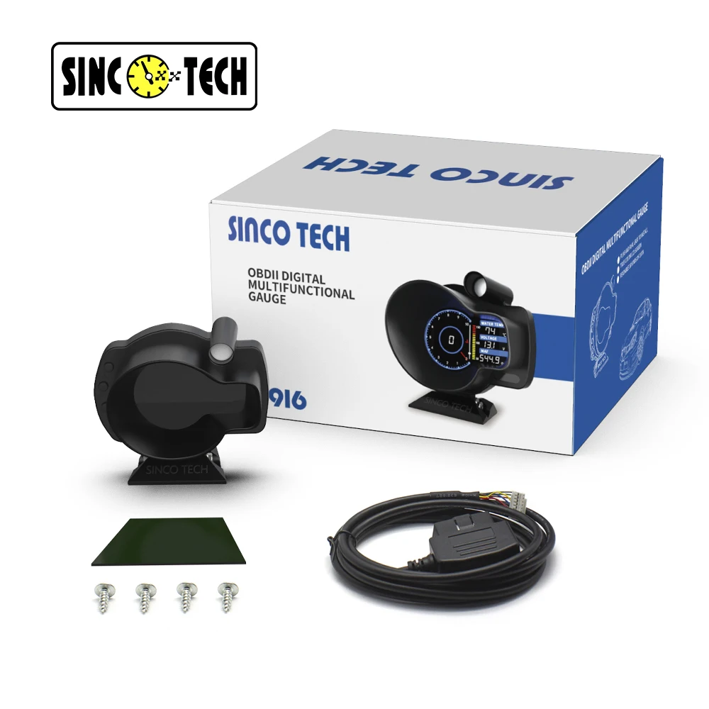 Цифровой дисплей DO916 OBDII Sinco Tech Dash Speed rpm с отображением температуры воды и