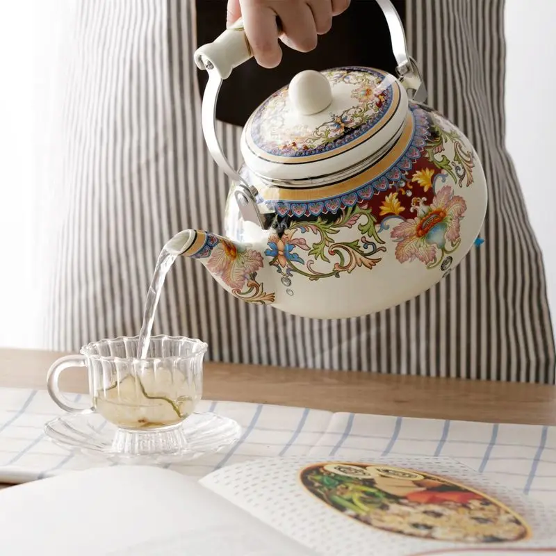 

2.4L Enamel Enamel Kettle Kettle Cool Kettle Teapot Milk Teapot Induction Cooker Gas Universal Stove Kettle Hot and Cool Kettle