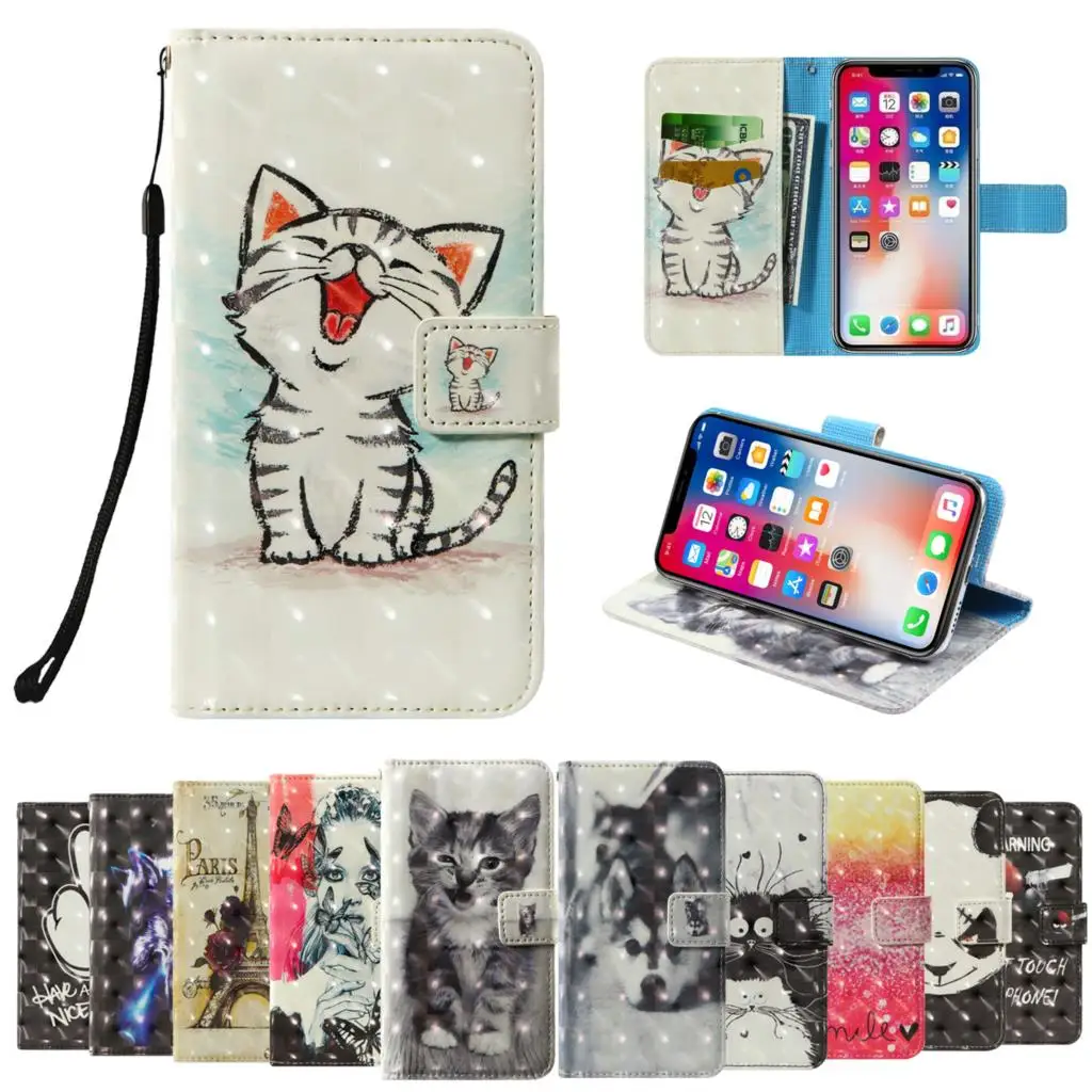 

3D flip wallet Leather case For Huawei Enjoy Z 5G P Smart S Honor Play 4 Pro 30S Russia China 8S 2020 Phone Cases