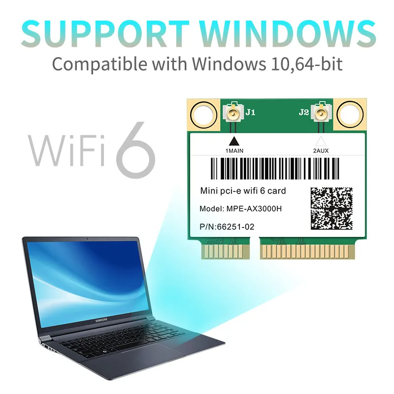 Wi-Fi 6 dual band 3000 / Bluetooth 5, 1 mpe-ax3000h, mini PCI-E Wi-Fi -802.11ax/ac 2, 4  Wi-Fi 5   7260AC  Wi-Fi
