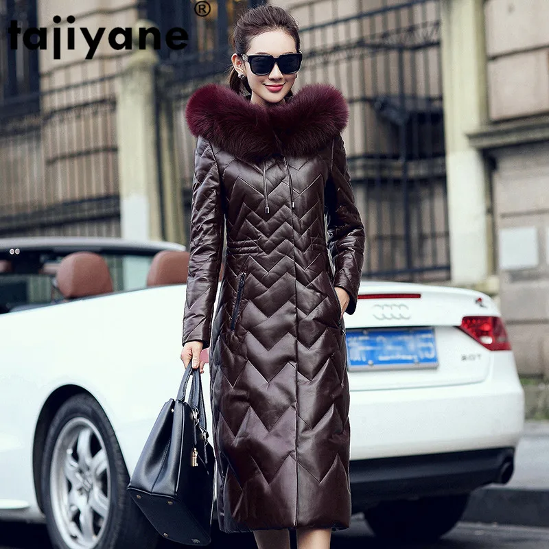 Женская куртка из натуральной кожи корейский пуховик овечьей с воротником